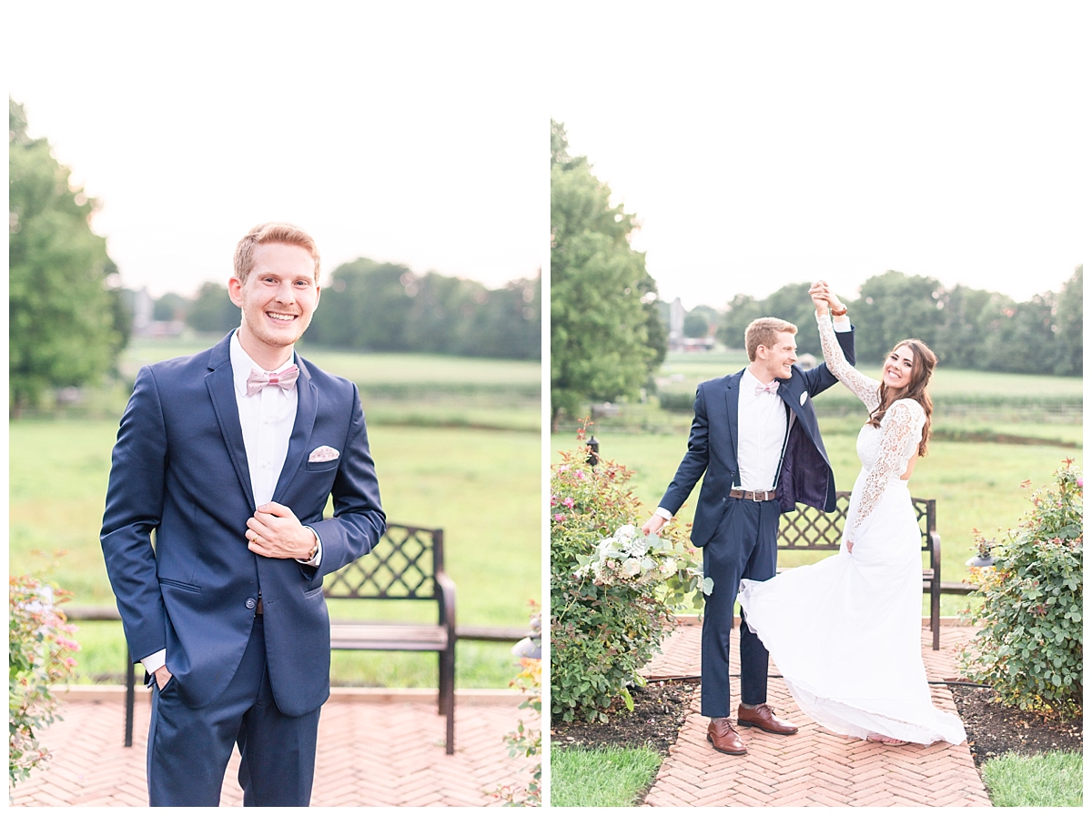 Sunset photos of bride and groom at White Chimneys Wedding Venue Gap, PA
