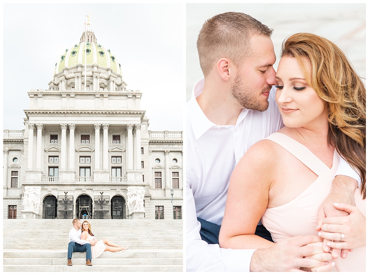Engagement Photos at the steps of PA Capitol Rotunda