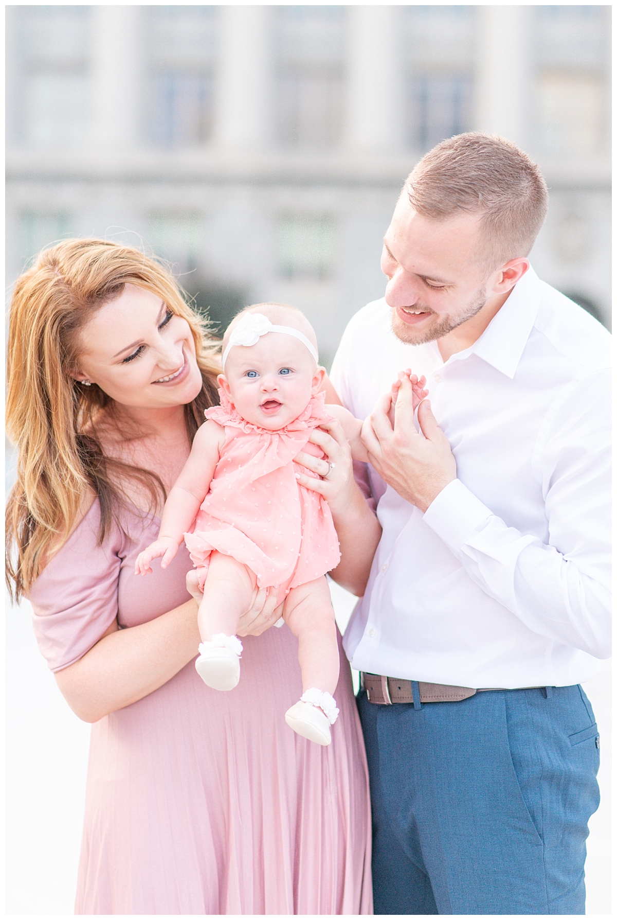 Engagement session with infant baby