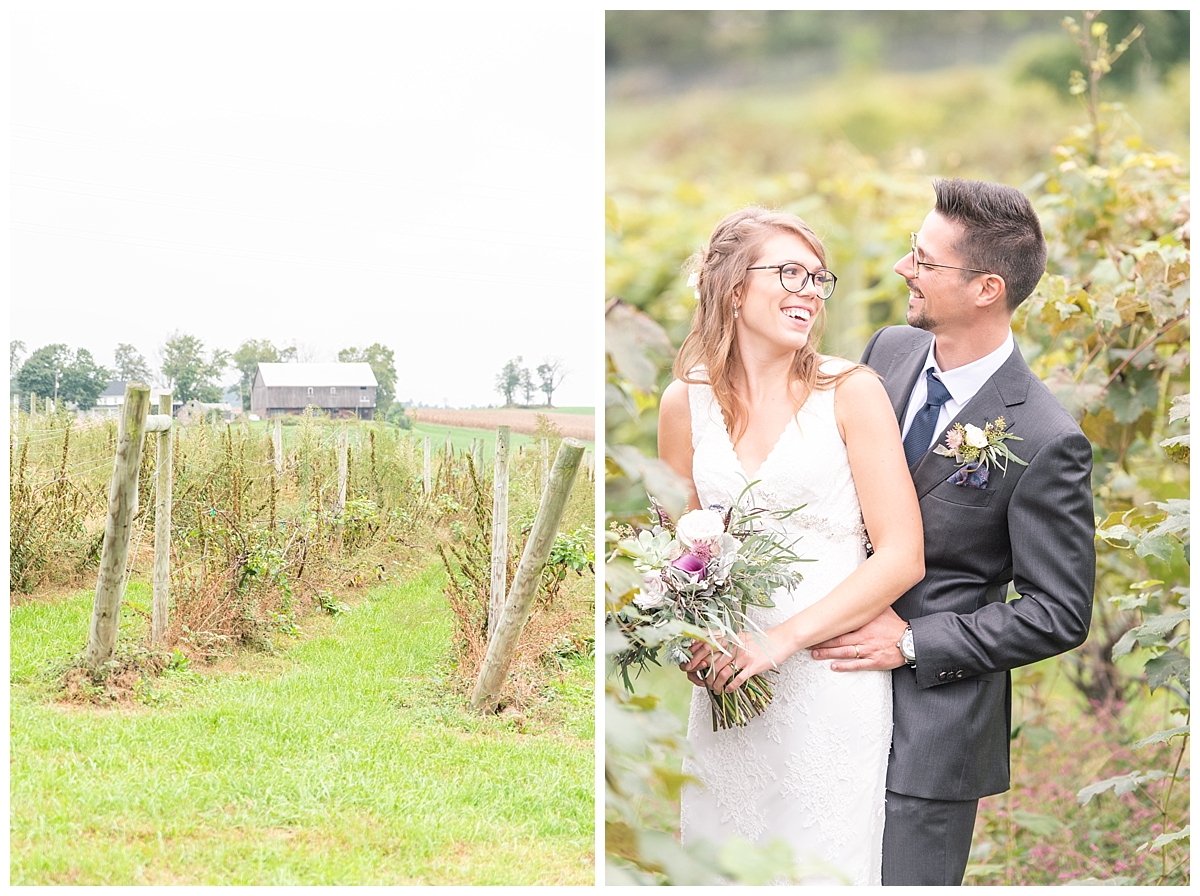 Bride and Groom Portrait on winery in Hershey, PA