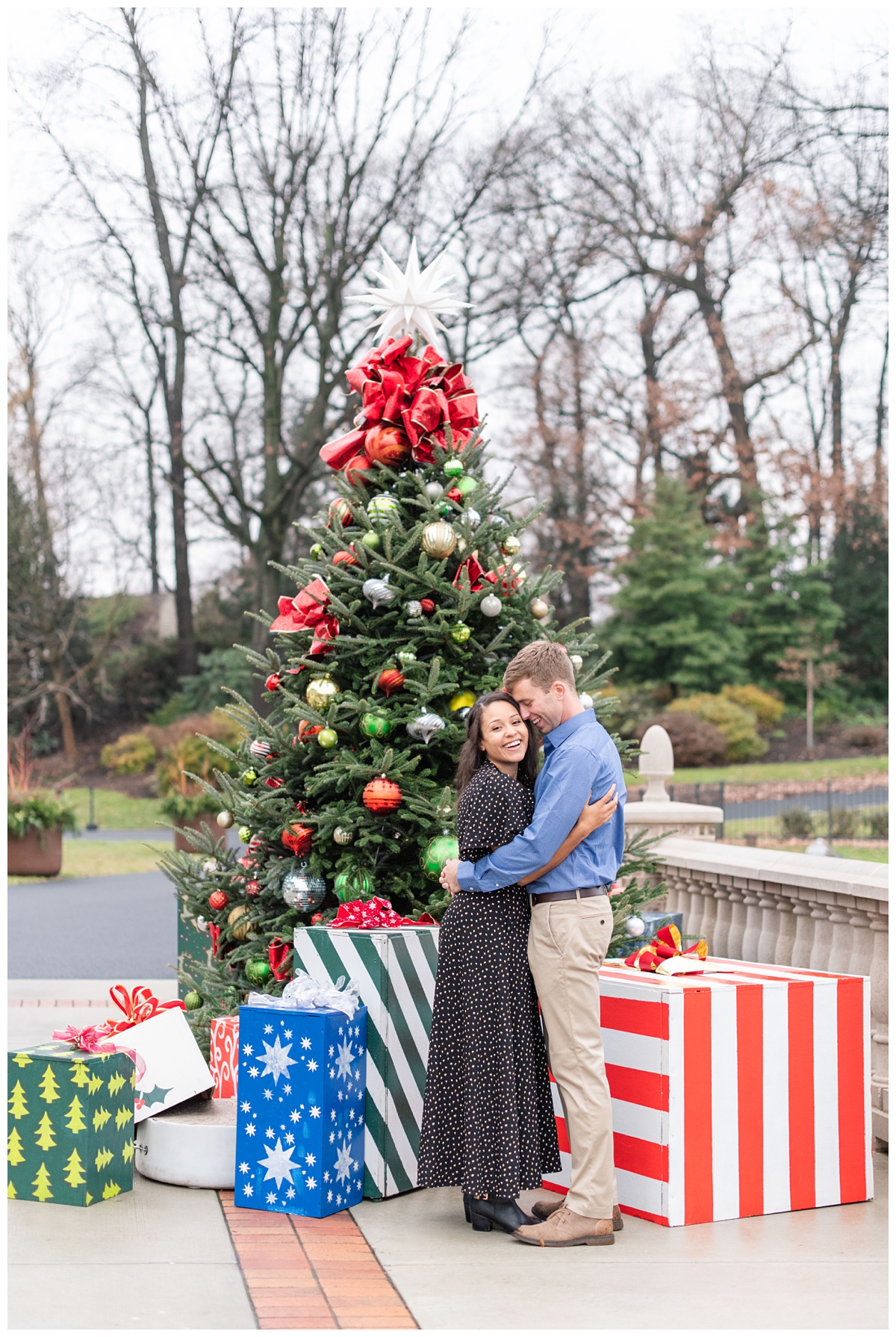 Christmas engagement photo in Hershey, PA