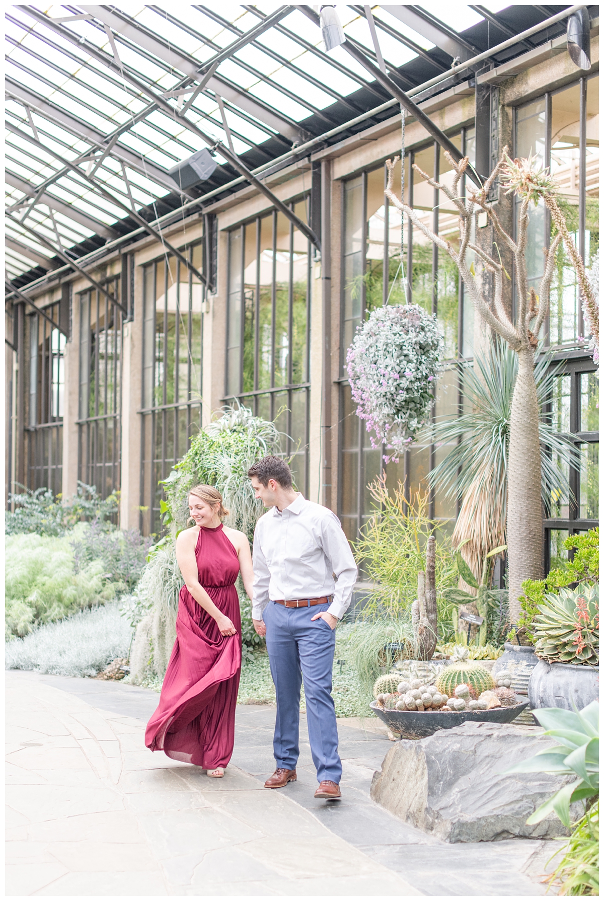 Engagement photos inside conservatory at Longwood Gardens