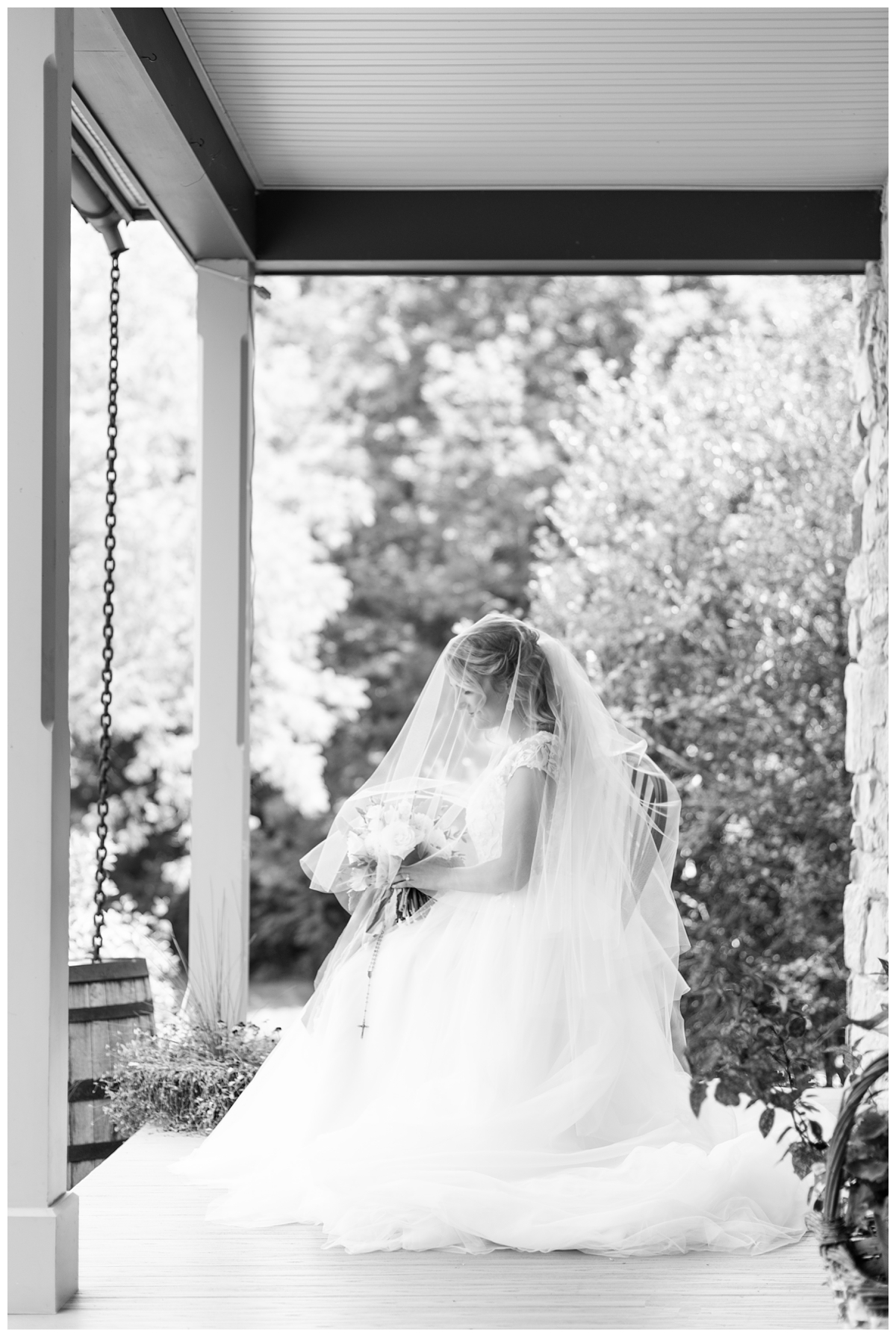 Bride wearing veil over her face
