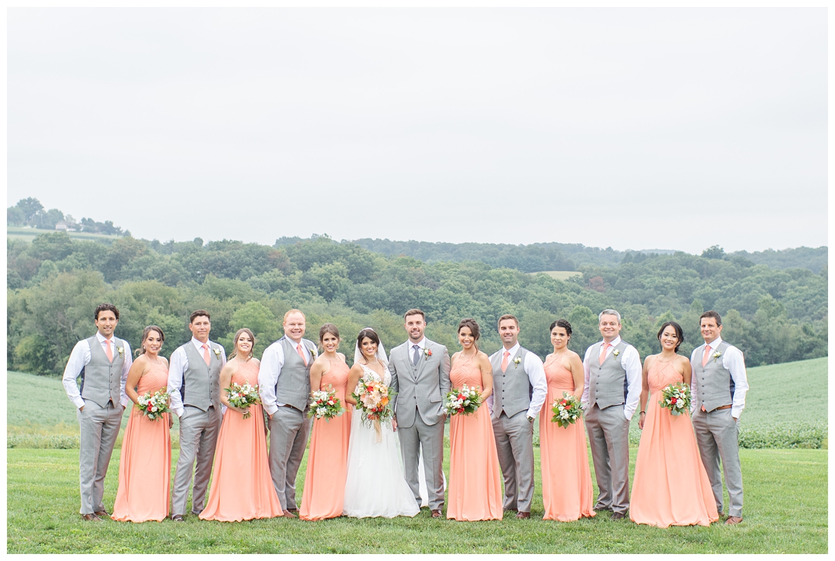 Coral and grey wedding