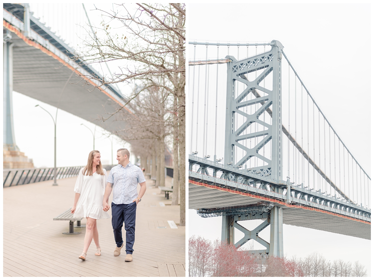 Ben Franklin Bridge Philadelphia engagement