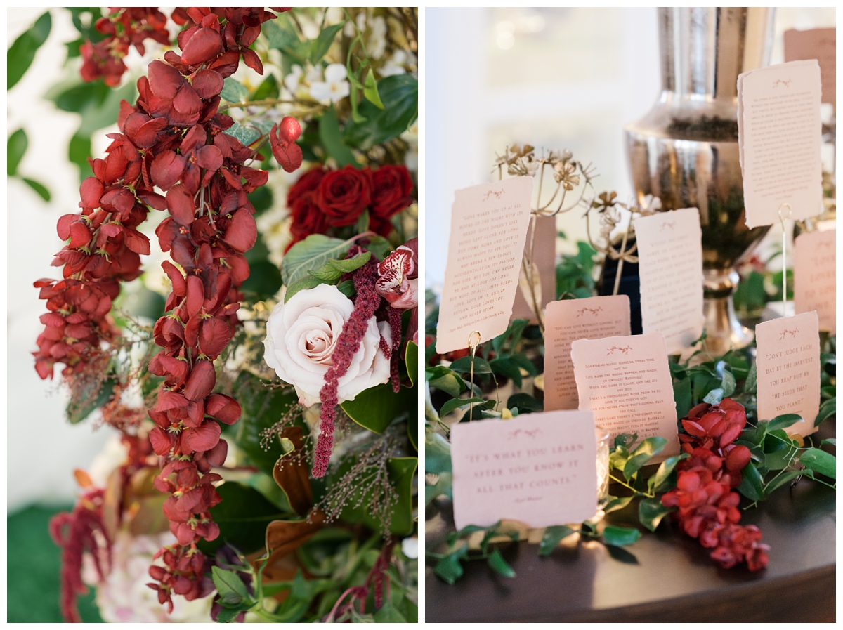 Elegant Escort Cards at Winter Wedding