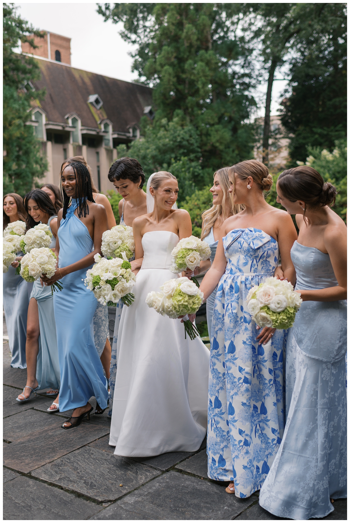 Bridal Party at Garden Wedding at Winterthur in Wilmington, DE